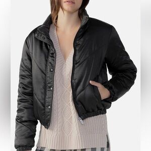 Sanctuary Womens Davis Black Chevron Puffer Short Quilted Coat Outerwear New XS